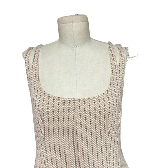 Anthropologie Maeve Jacquard Lace-Up Mini Dress Jumper Stripe Pink Size Small - Picture 3 of 15